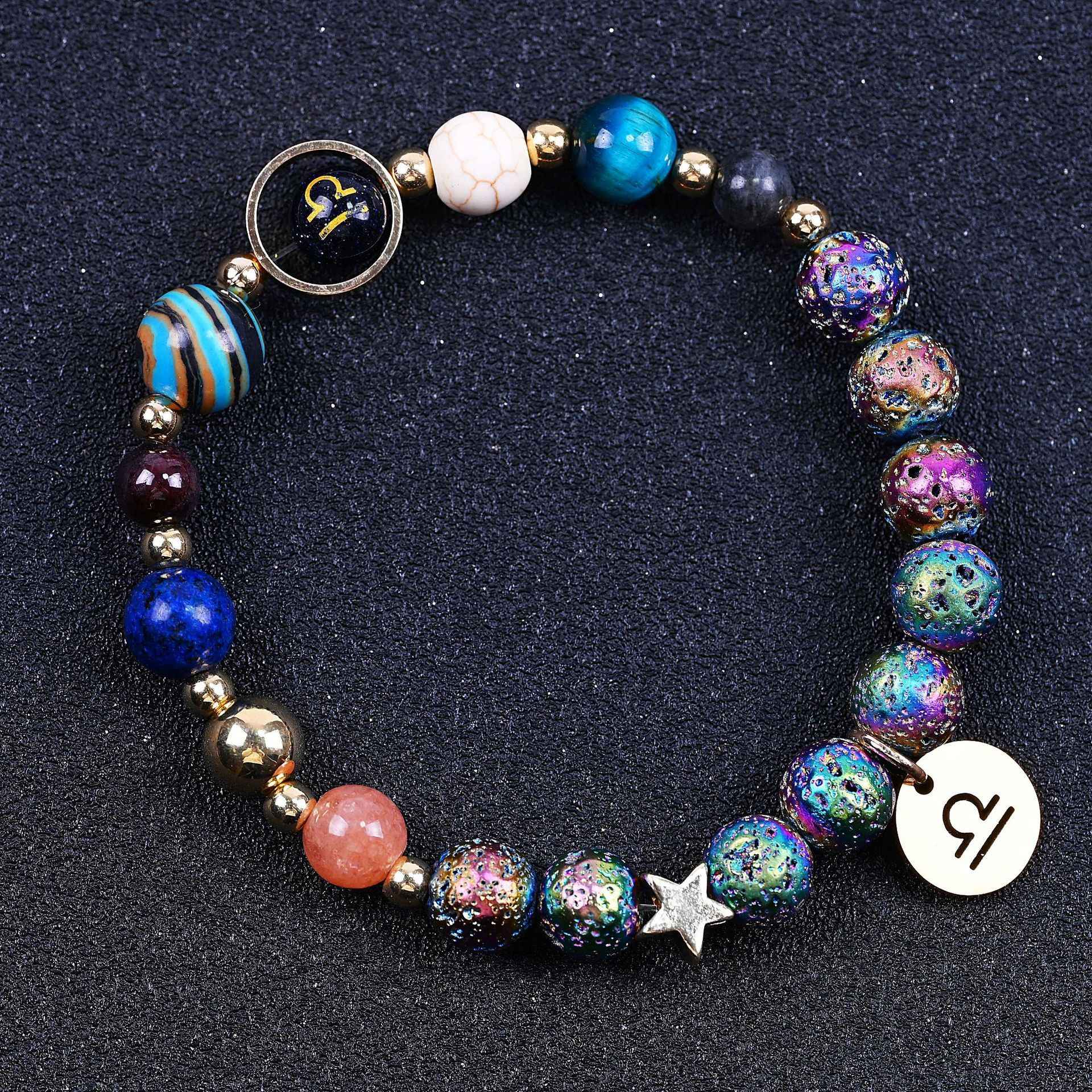 Blue San Volcanic Rock Constellation Bracelets – Colorful Twelve Constellations